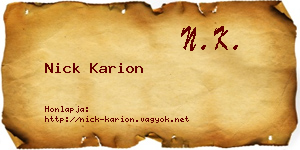 Nick Karion névjegykártya